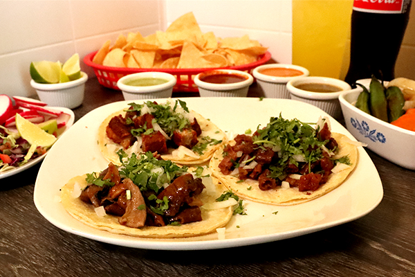 three soft taco combo Plate with authentic style street taco